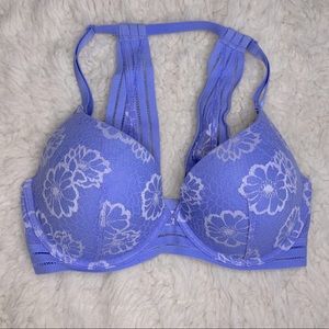 PINK purple floral racer back bra